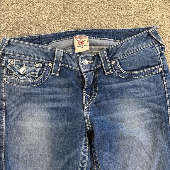 Y2K True Religion Women's Lowrise Skinny Capri Denim Jeans Size 28 - Picture 2 of 9